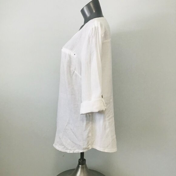 JM Collection Linen Cotton Blend 1/4 Zip Tunic Top Size XL - Picture 6 of 12